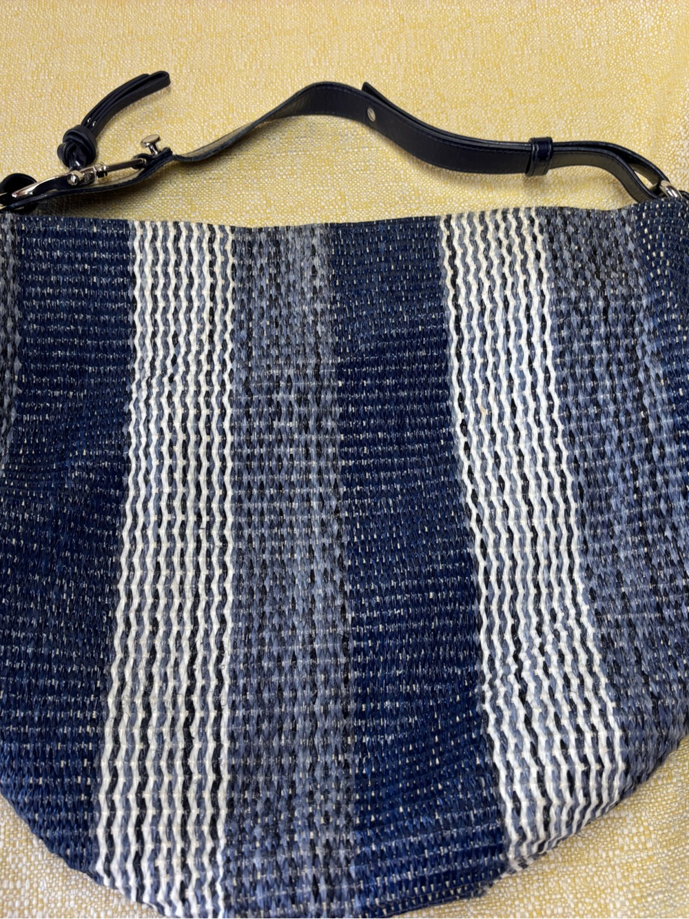 Francesco Biasia Navy, White and Gray Woven Hobo Bag
